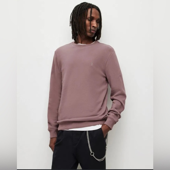 ALL SAINTS MENS crew neck pull over sweatshirt salmon - Picture 3 of 12